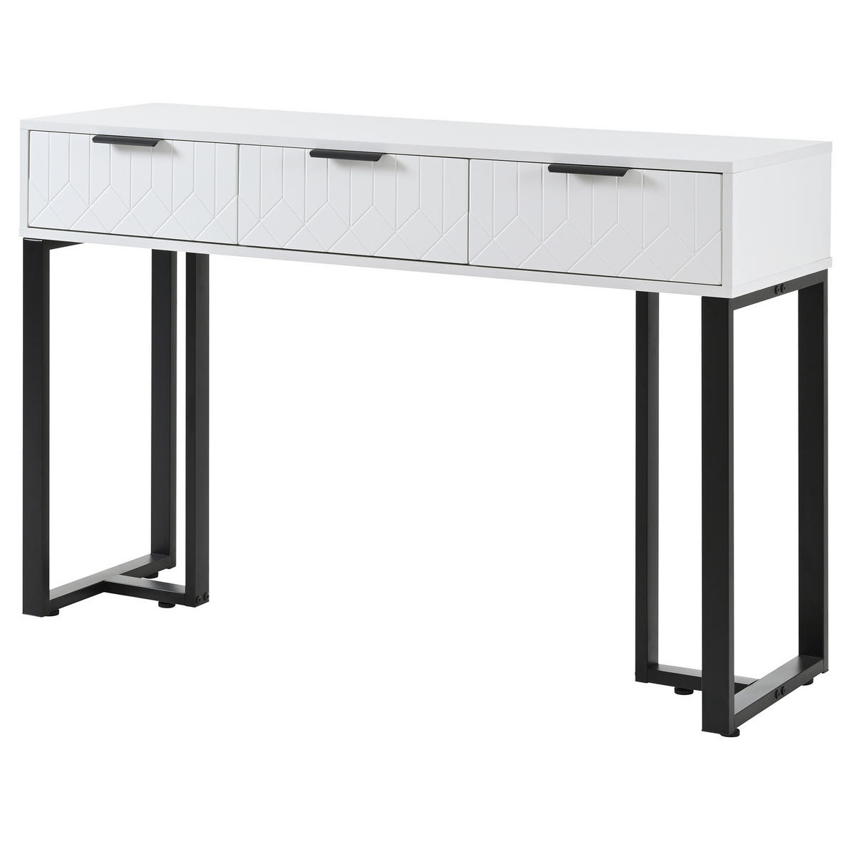 KONSOLENTISCH in Weiß/Schwarz mit Schubladen und goldfarbenem Metallgestell,120/36/80 cm - Schwarz, Holzwerkstoff (120/36/80cm) - Flora Grace