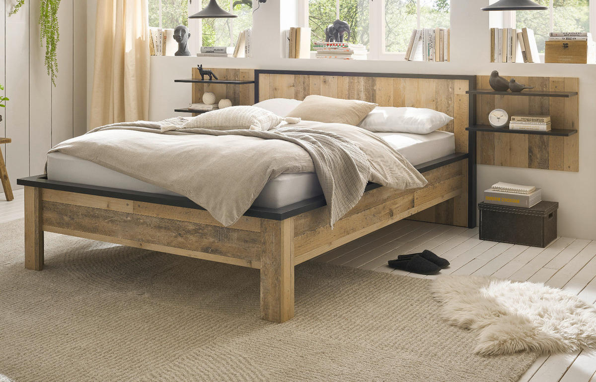 WANDPANEEL Used Wood hell, Anthrazit, Wandboard 60 x 54 cm - Eichefarben/Anthrazit, Holzwerkstoff (60/54/22cm) - Furn.Design