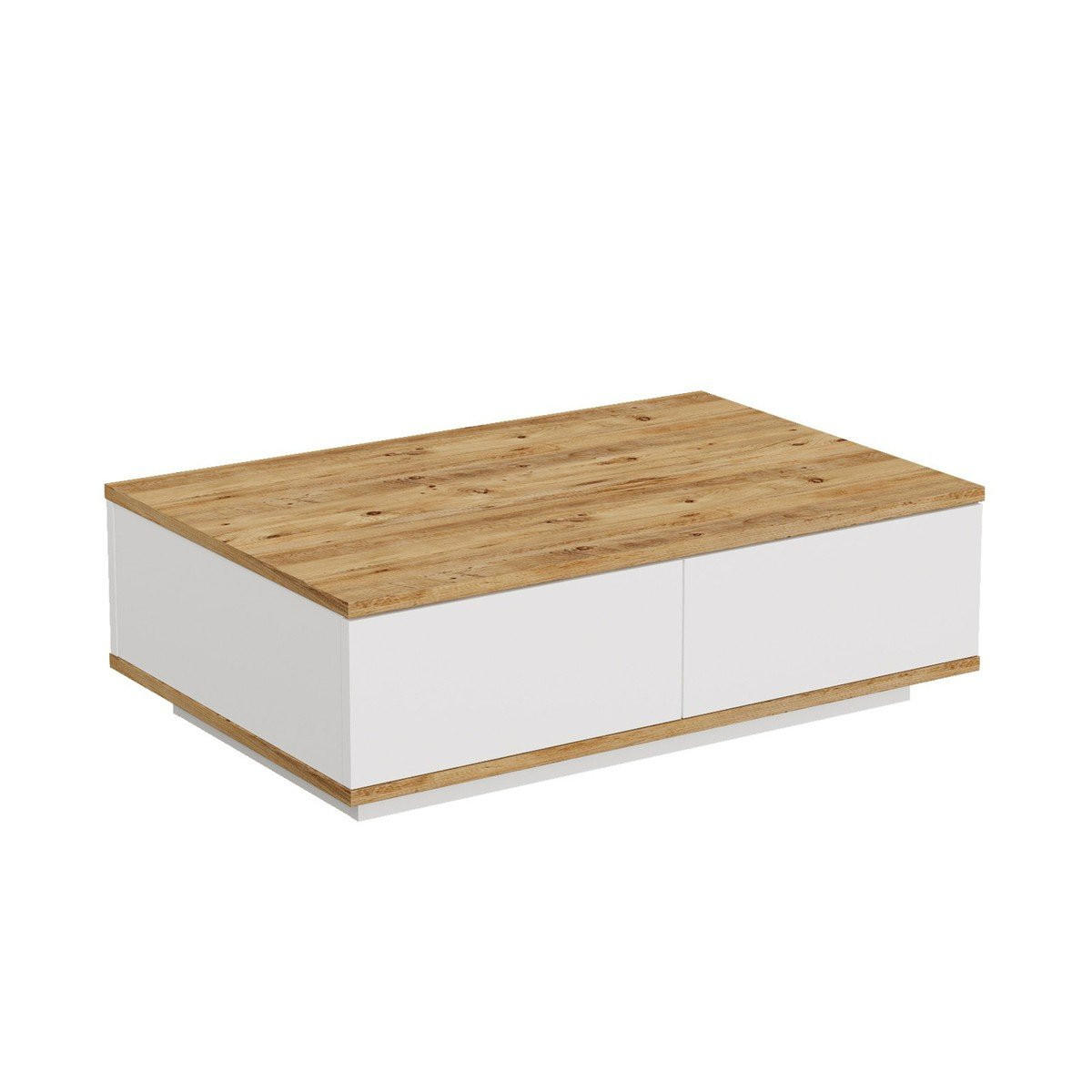 COUCHTISCH mit 1 klapptür in weiß und atlantik-kiefer - 90/60/28,6 cm - Naturfarben/Weiß, Holz (90/60/28.6cm) - Calicosy