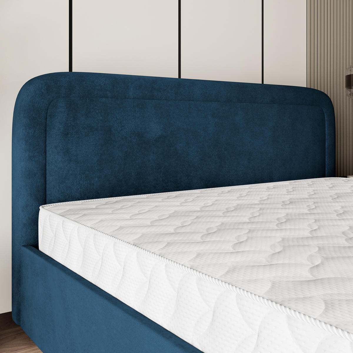 POLSTERBETT BENIRA K 160x200 cm mit Bettkästen - Blau - Blau, Holz (160/200cm) - MASSENO