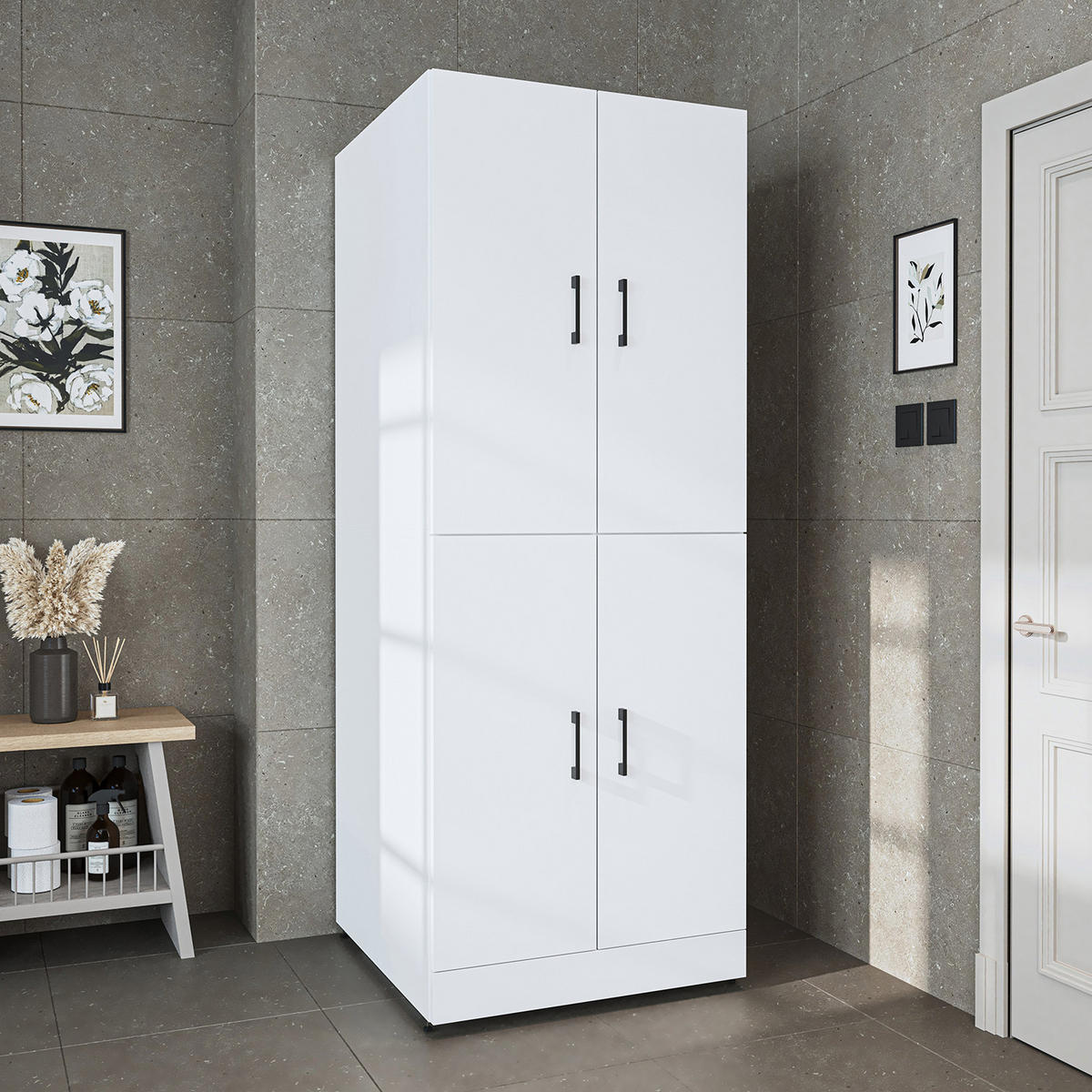 WASCHMASCHINENSCHRANK DORA-II 70cm Breit - Weiß, Holzwerkstoff (70/186/74cm)