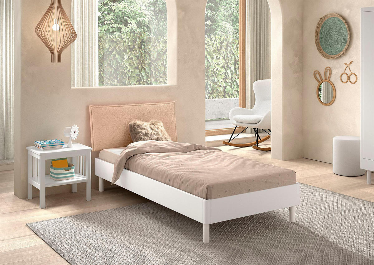 JUGENDZIMMER SET 90x200 Keeley Buche Weiß Holz Nachtkonsole Komfort - Weiß, Holz (100/86/212cm) - 58aufmkessel