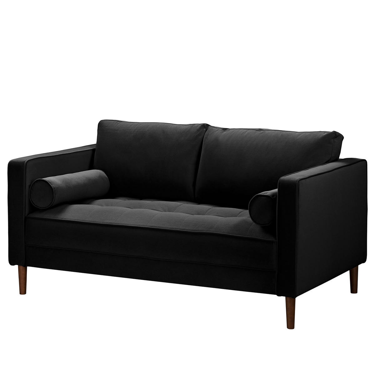 2-SITZER SOFA - Samt - Schwarz, Textil (150/80/86cm) - home24