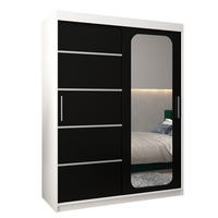 SCHWEBETÜRENSCHRANK 200/150/62 2-türig - Silberfarben/Schwarz, Holz/Kunststoff (150/200/62cm) - Abiks Möbel