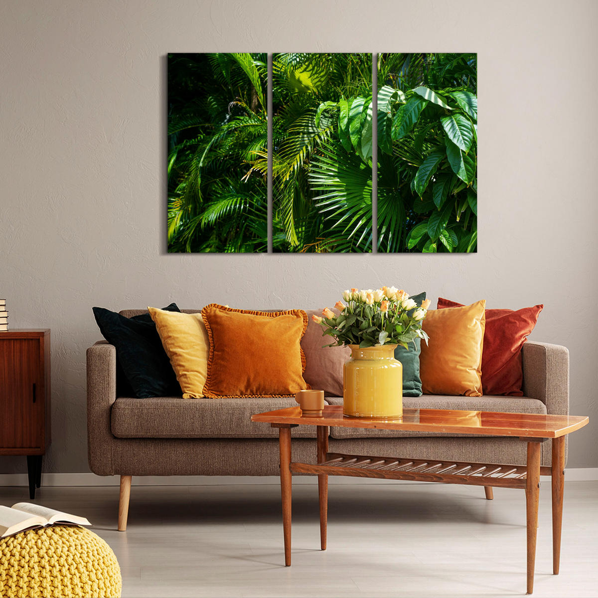 LEINWANDBILD Blätter 3-tlg. 90x60 cm - Multicolor, Holz (90/60cm) - LUMASOUL