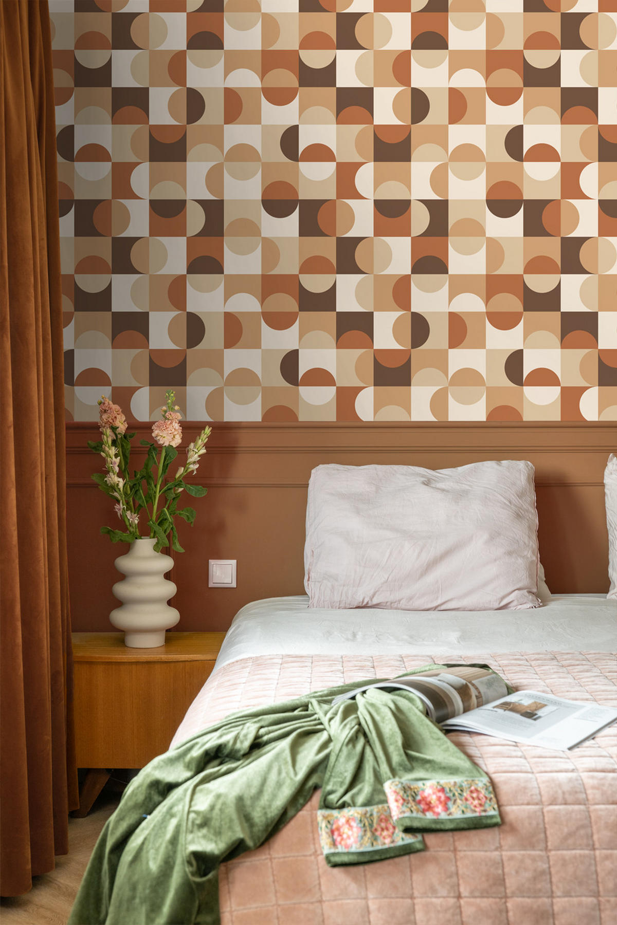 TAPETE Kreise im Bauhaus-Stil 50 x 900 cm - Braun, Papier (50/900cm) - ESTAhome