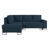 ECKSOFA Larelle Dunkelblau Chenille 245 cm - Schwarz/Dunkelblau, Textil/Metall (245/200cm) - Selsey