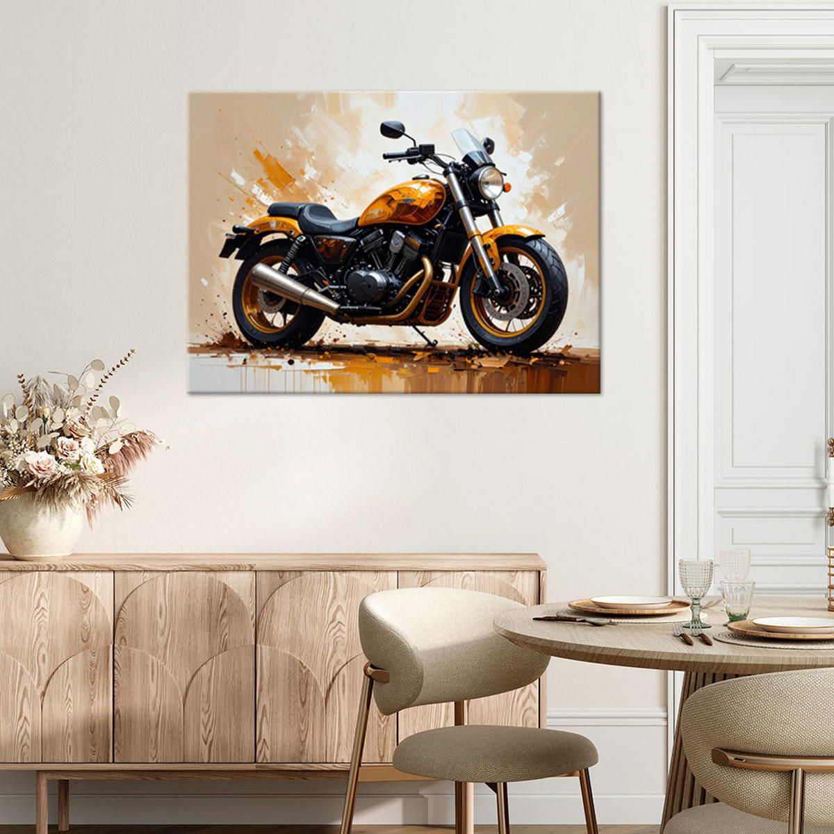 LEINWANDBILD Sportmotorrad 120x80cm - Beige, Textil (120/80cm) - Feeby