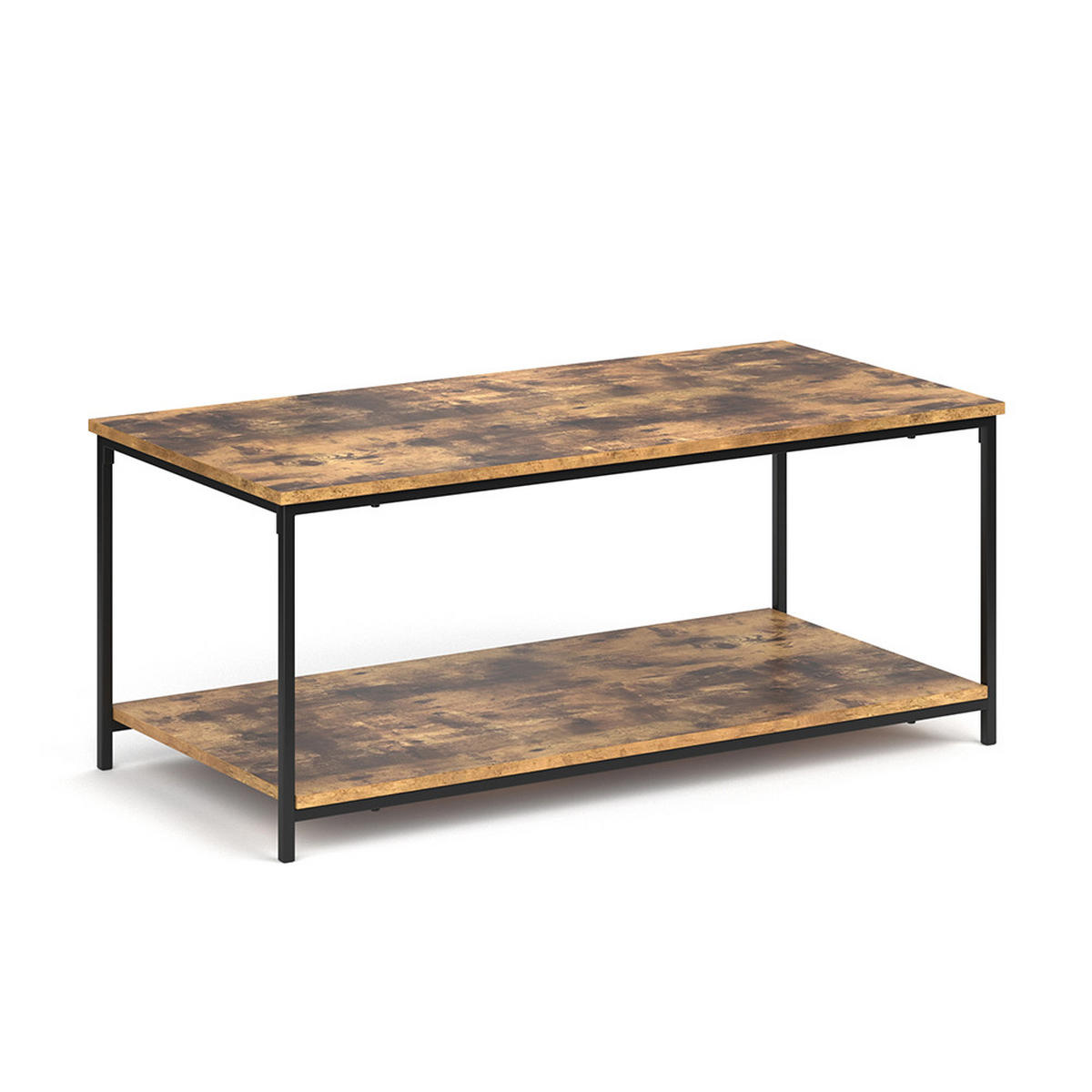 COUCHTISCH Fyrk, Eiche rustikal/Schwarz, 108 x 52 cm - Alteiche/Schwarz, Holzwerkstoff (52/108/45cm) - Vicco