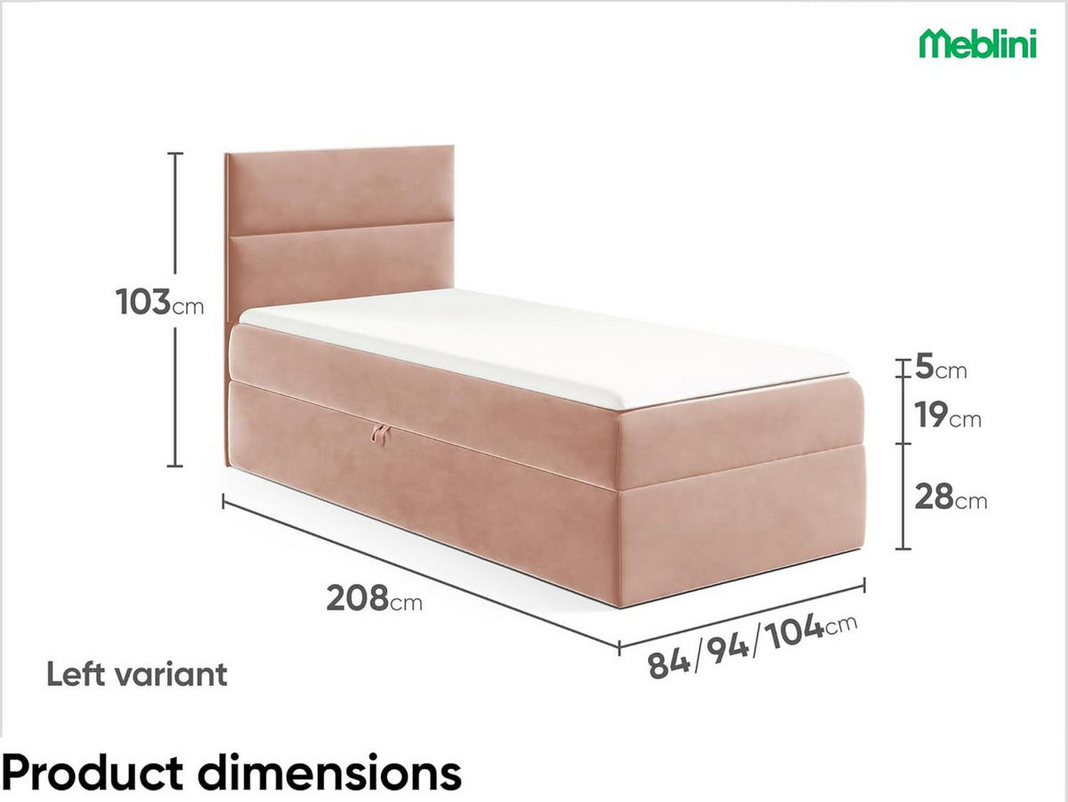 KINDERBETT MINO 1 - Pink, Holzwerkstoff (84/208cm) - Meblini