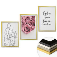 WANDBILDER 3er Set - 40x60 cm Goldrahmen - Rosensträuße als Familienzeichnung - Goldfarben, Kunststoff (40/60cm) - ArtPrintCave