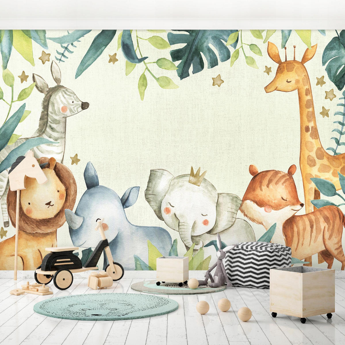 FOTOTAPETE Tiere Dschungel Grün 254x184 cm - Multicolor, Papier (254/184cm) - Wallarena