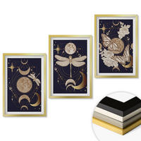 WANDBILDER 3er Set - 40x60 cm Goldrahmen - Naturmotive Mondblumen - Goldfarben, Kunststoff (40/60cm) - ArtPrintCave