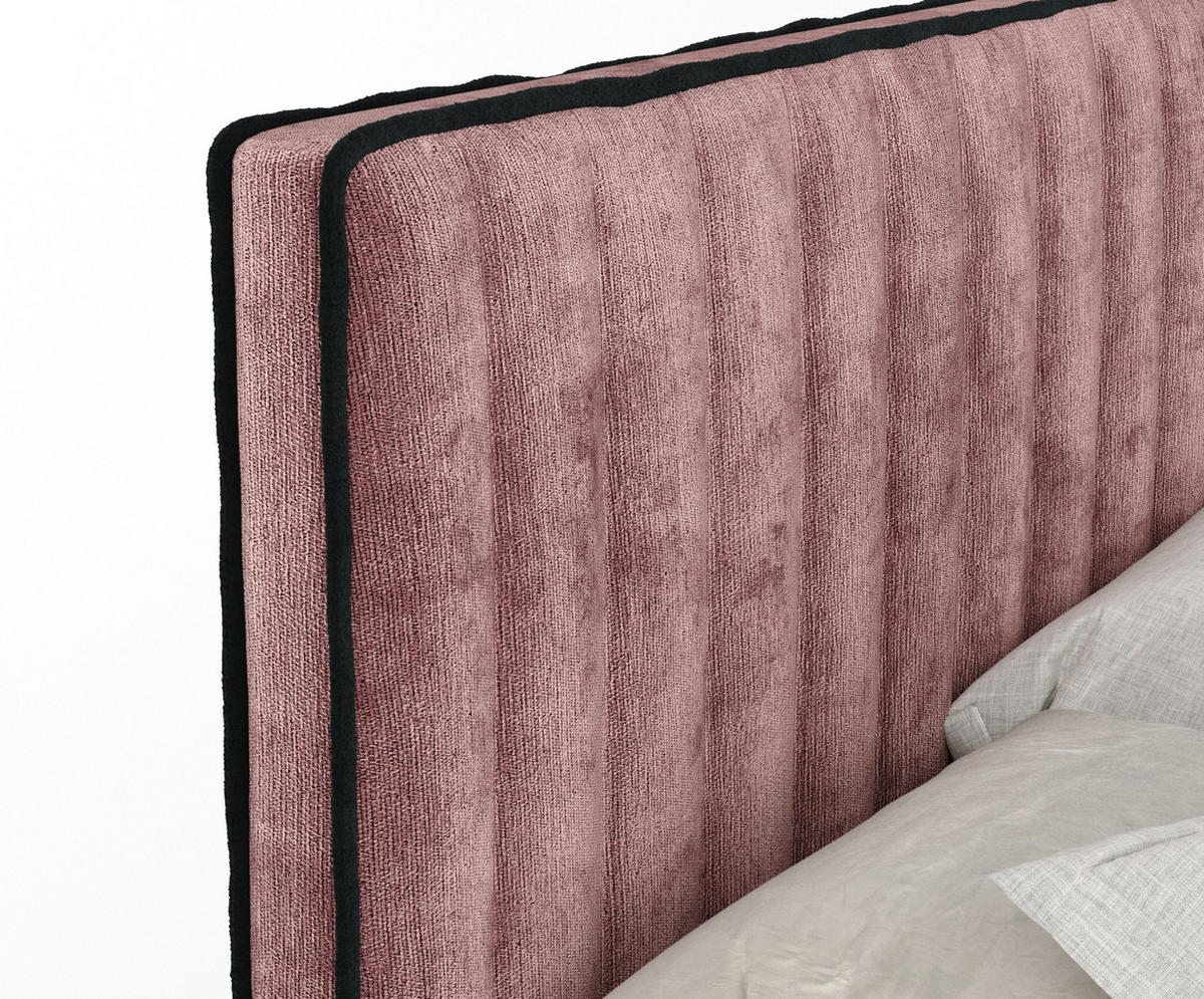 BOXSPRINGBETT Nocturne Rosa 140/200 cm - Schwarz/Rosa, Holz/Holzwerkstoff (140/200cm) - Maison de Reve