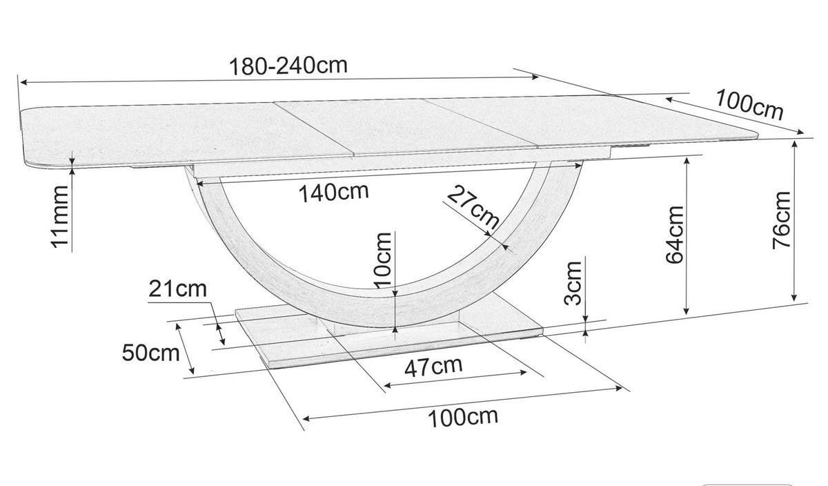 ESSTISCH Wilson Rostfarben / Bronzefarben 180-240 / 100 / 76cm - Schwarz/Bronzefarben, Holz/Keramik (100/240/76cm) - Feldmann-Wohnen