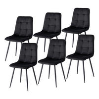 ESSZIMMERSTUHL 6er-Set Samt Schwarz Metallbeine - Schwarz, Textil (43/89.5/44cm)