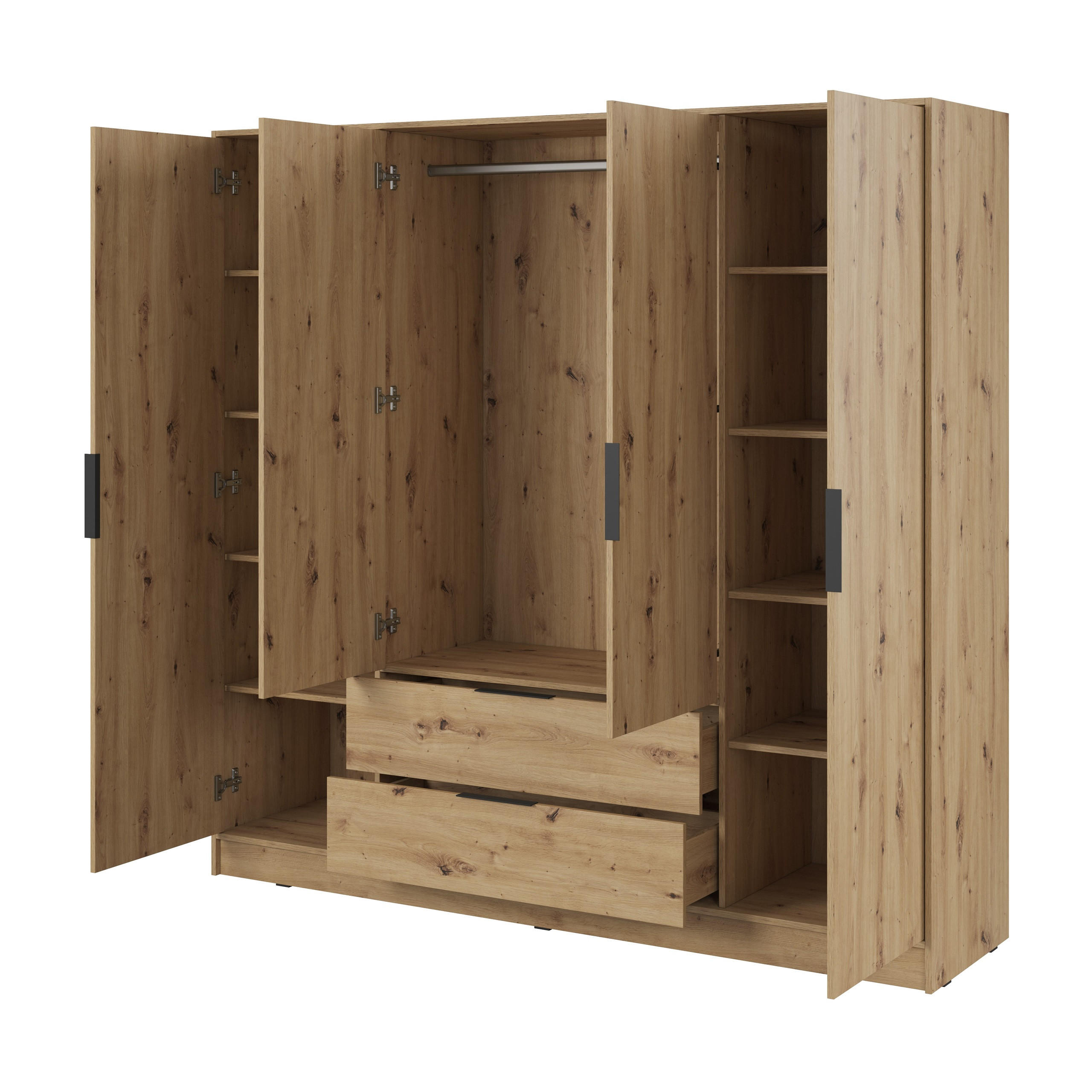 DREHTÜRENSCHRANK CATERINA 206/200/51 cm 4-türig Eiche Artisan - Eiche Artisan, Holzwerkstoff (206/200/51cm) - MASSENO
