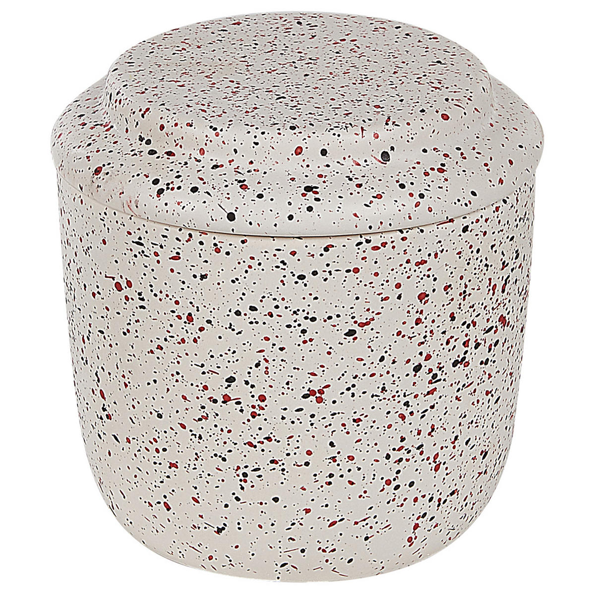 BADEZIMMER Set 6-teilig Keramik weiß Terrazzo Optik Palmilla - Rot/Schwarz, Stein (13/20/11cm) - Beliani