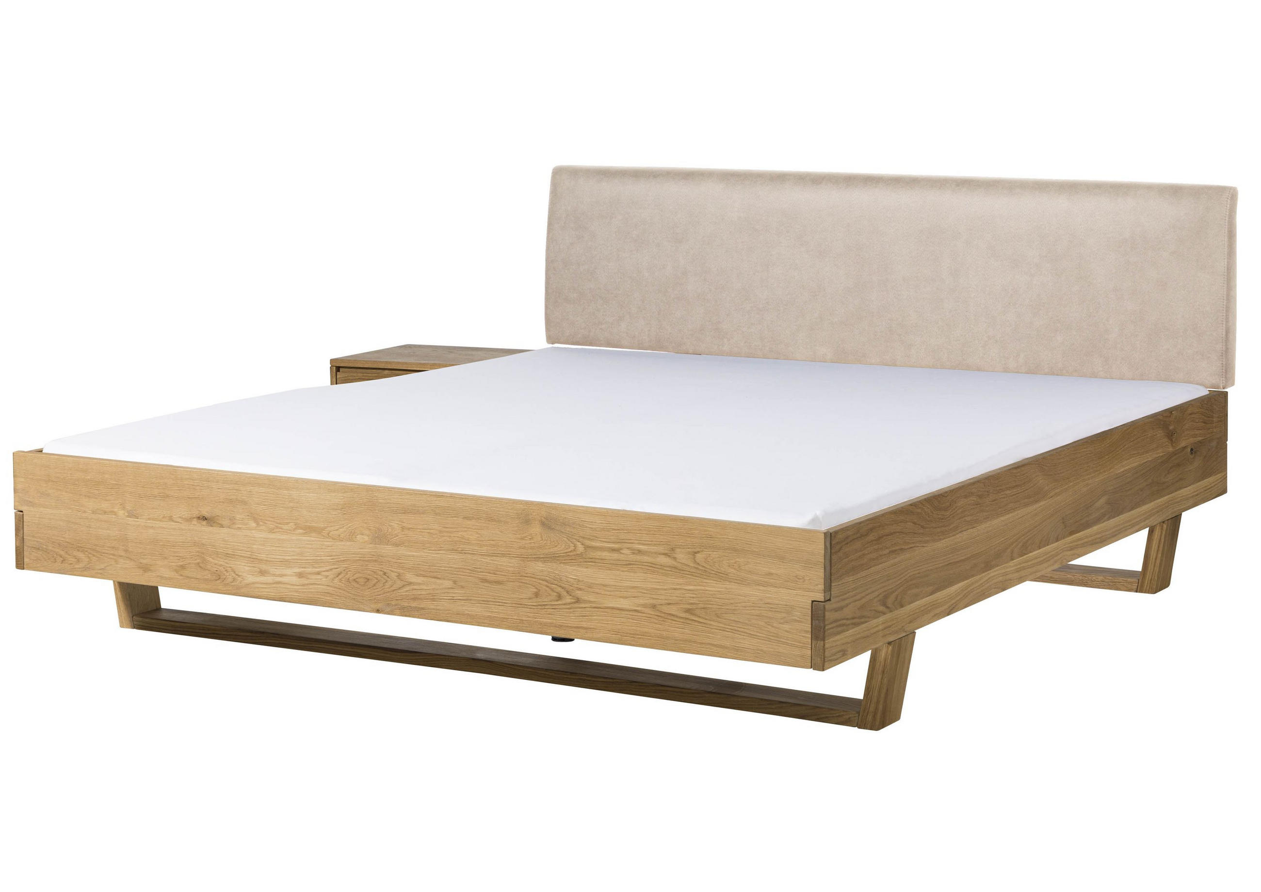 BETT mit Nachttisch Massivholz Fichte 180 x 200 x 86 natur FICHTELBERG #155 - Beige/Naturfarben, Holz (180/200cm) - Massivmoebel24