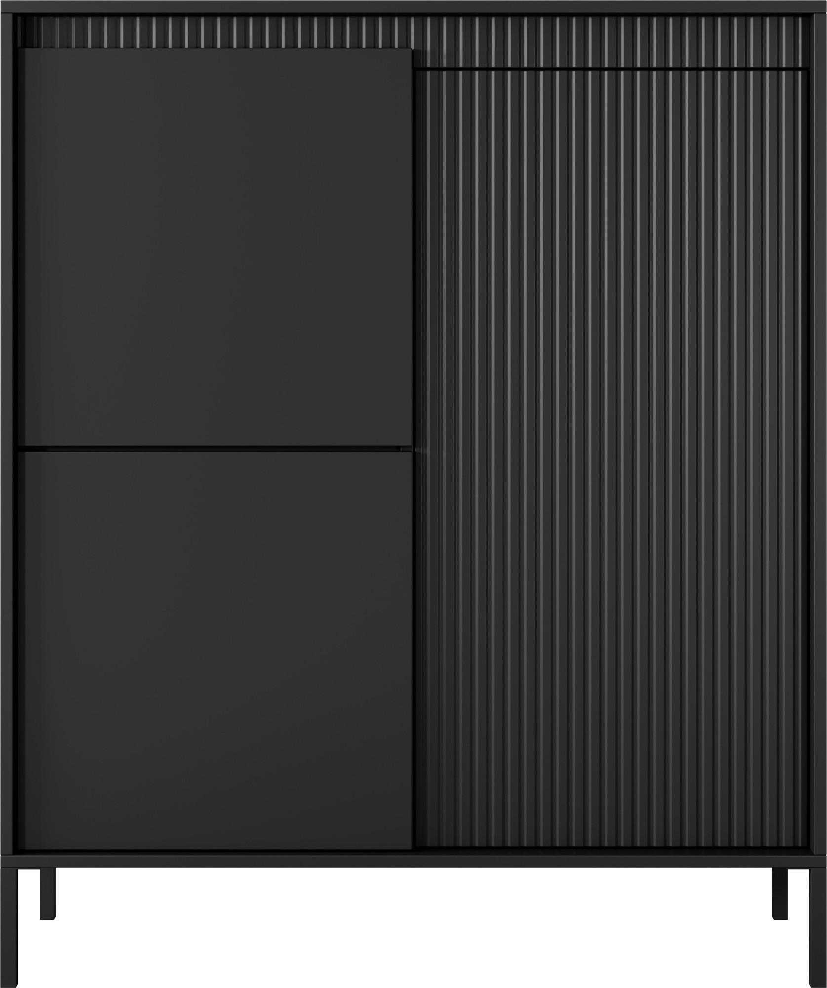 WFL Group Highboard Schwarz 103.5x123.4x39.5 cm