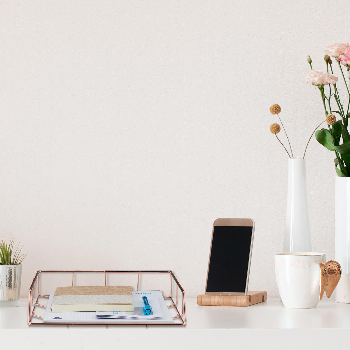 2XZÁSOBNÍK na listy - medená, kov (26/5.5/31.5cm) - Relaxdays