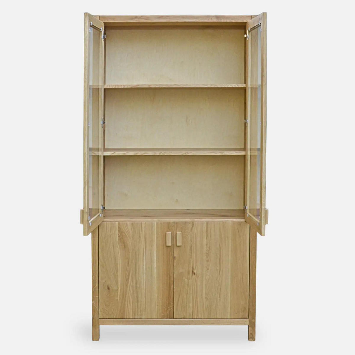 VITRINENSCHRANK aus Massivholz ins Wohnzimmer Büro DAVOS - Eichefarben, Holz (90/200/40cm) - Rawood Furniture