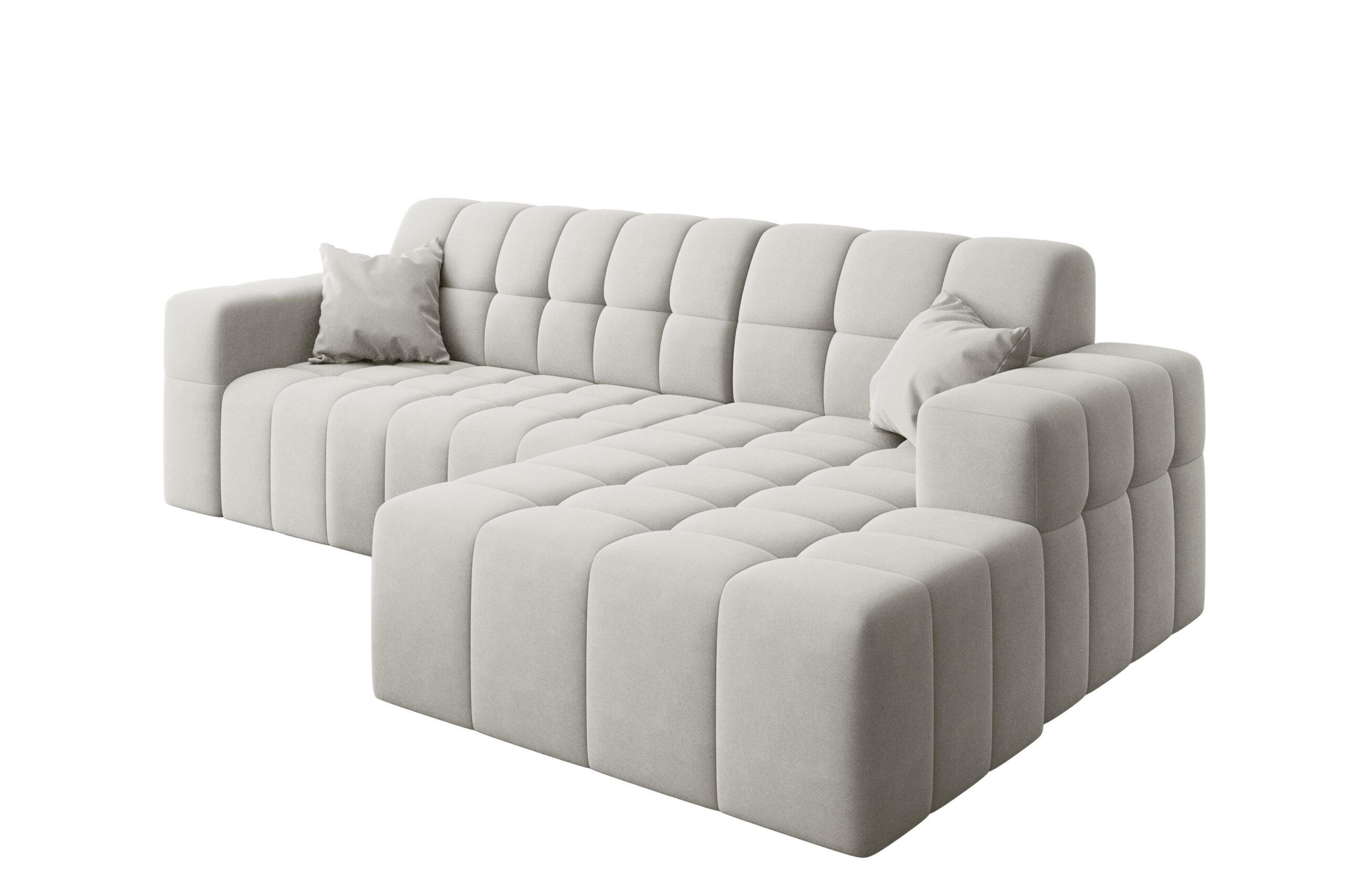 ECKSOFA L-förmiges Nimes Velours Stoff Weiß Rechts - Weiß, Holz/Kunststoff (265/168cm) - Kaiser Möbel
