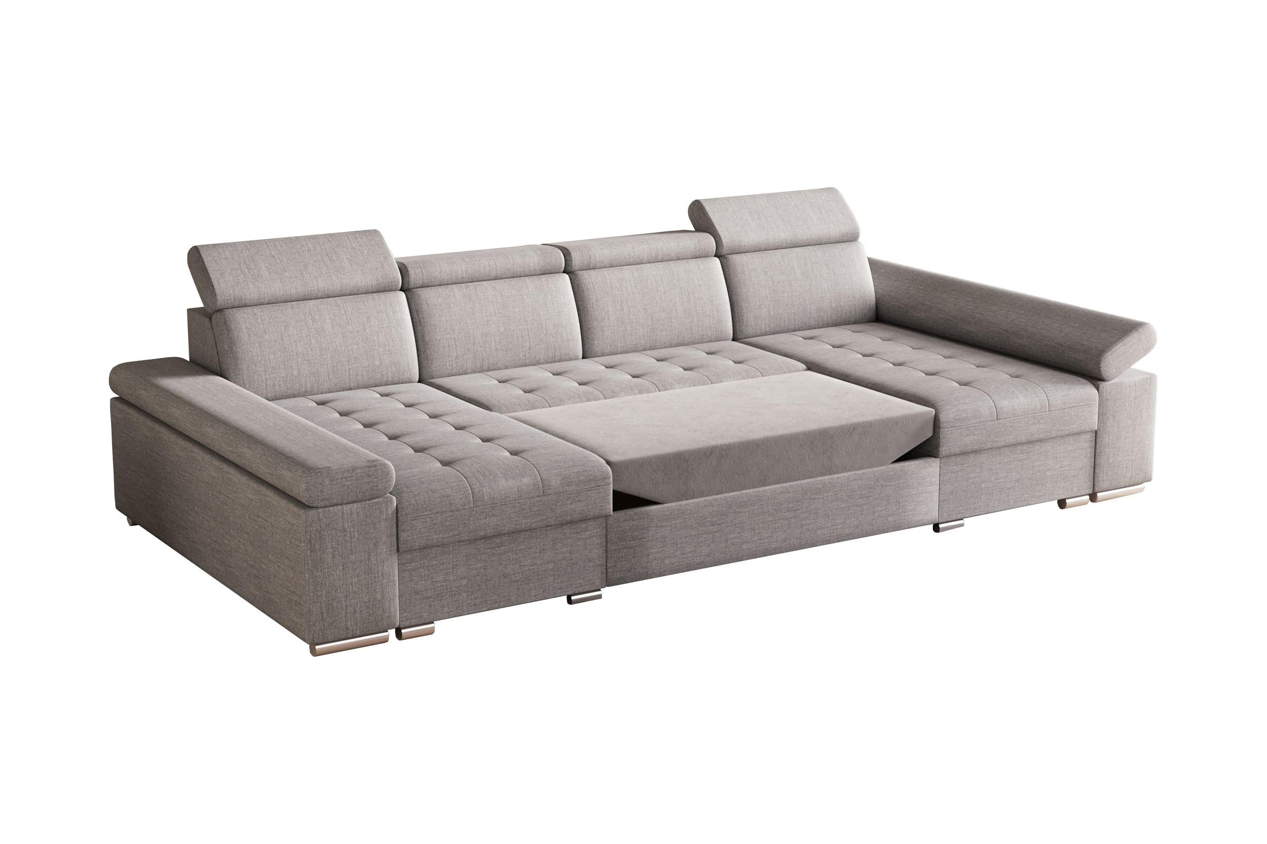 WOHNLANDSCHAFT - Ecksofa U - Luka U - Hellgrau (Twist 19) - Hellgrau, Holzwerkstoff (330/94/168cm) - Möblo