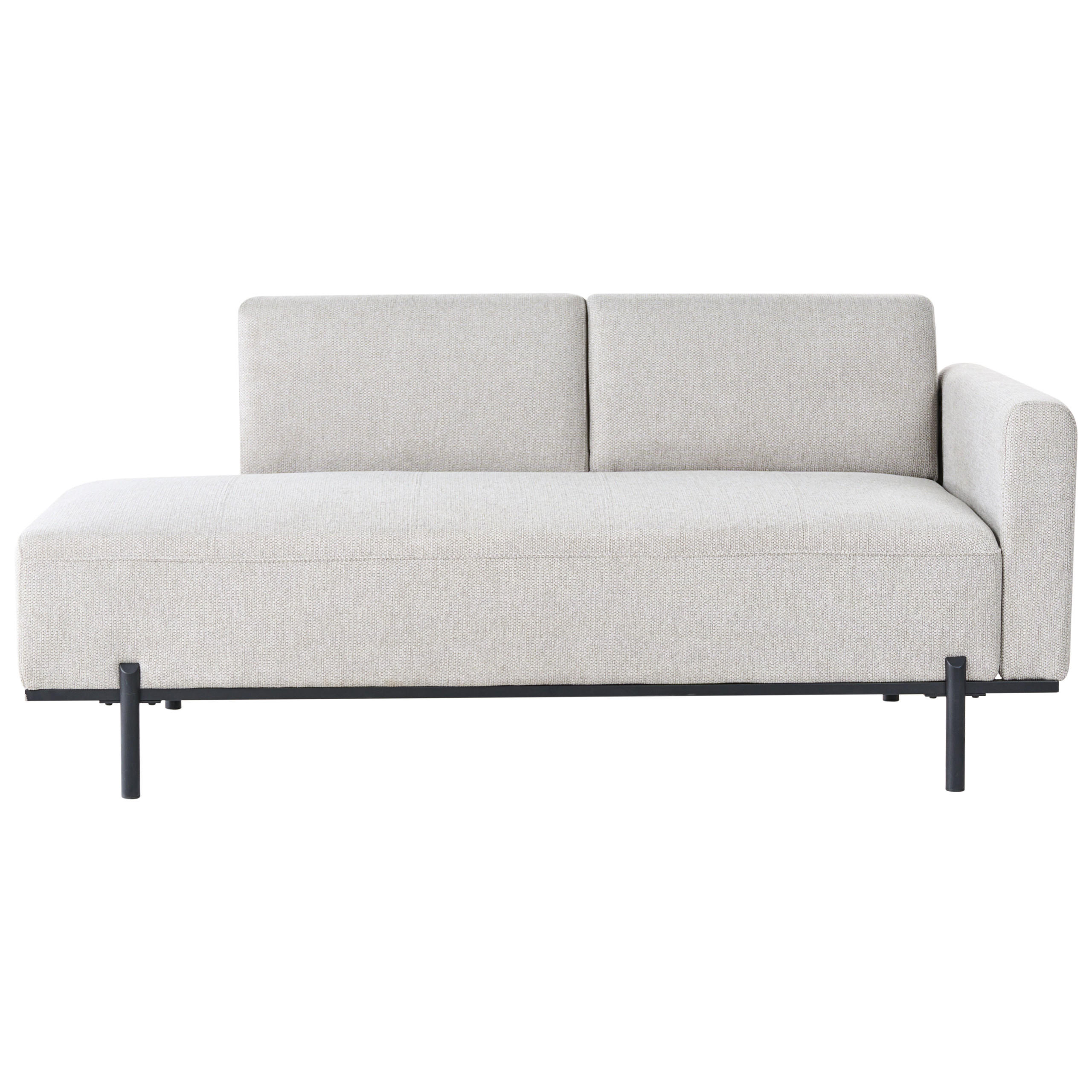 CHAISELONGUE Kunstleinen Hellgrau Savasse - Hellgrau/Schwarz, Textil (170/78/85cm) - Beliani