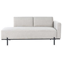 ČALOUNĚNÉ LEHÁTKO CHAISE LONGUE Umělý len Světle šedé Savasse - šedá/černá, textil (170/78/85cm) - Beliani