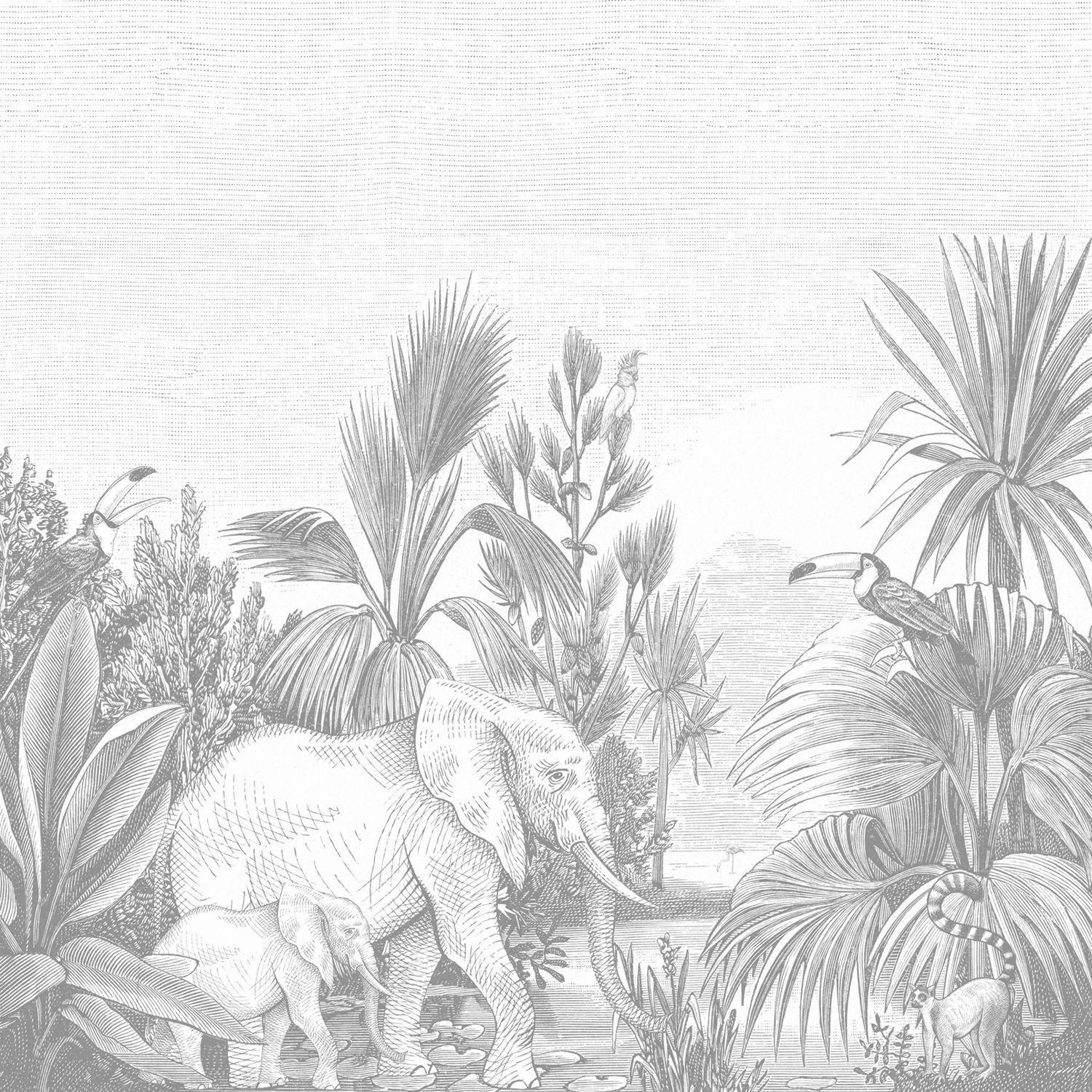 FOTOTAPETE Dschungelmuster 300 x 279 cm - Schwarz, Papier (300/279cm) - ESTAhome