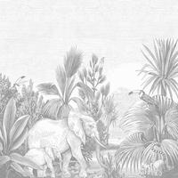 FOTOTAPETE Dschungelmuster 300 x 279 cm - Schwarz, Papier (300/279cm) - ESTAhome