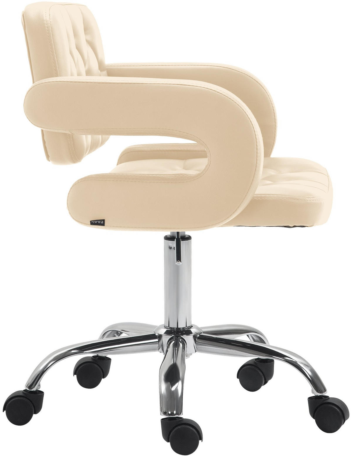 DREHSTUHL Lederlook creme - Chromfarben/Creme, Textil/Metall (62/78/55cm) - CLP