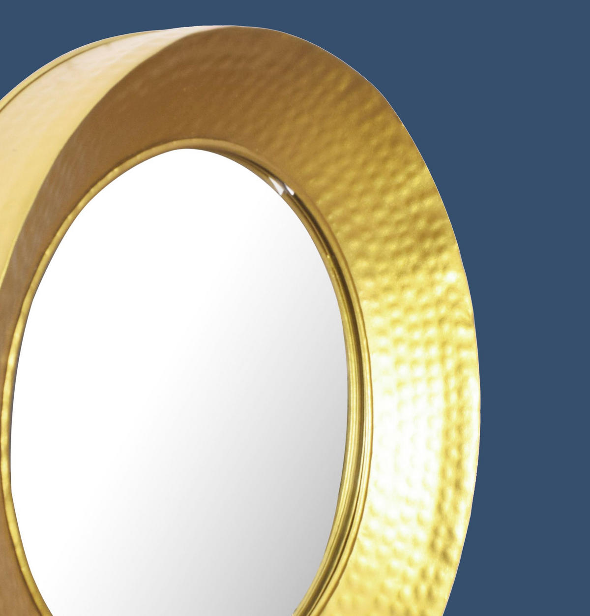 WANDSPIEGEL Rund Metall Gold 60 cm Hammerschlag-Optik - Goldfarben, Glas (60/60/9cm) - KADIMA DESIGN