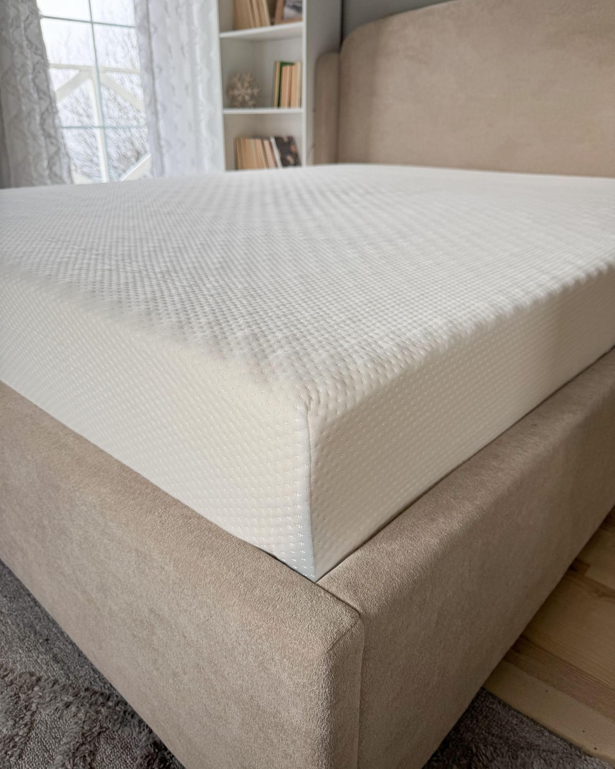 PĚNOVÁ MATRACE H2/3 Střední 160/200 cm Pearl - bílá, textil (160/200cm) - Beliani