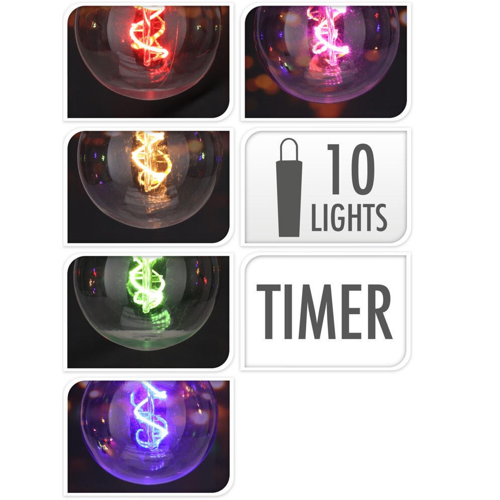 LED-LICHTERKETTE 10 Lichter - Schwarz, Kunststoff (950cm)