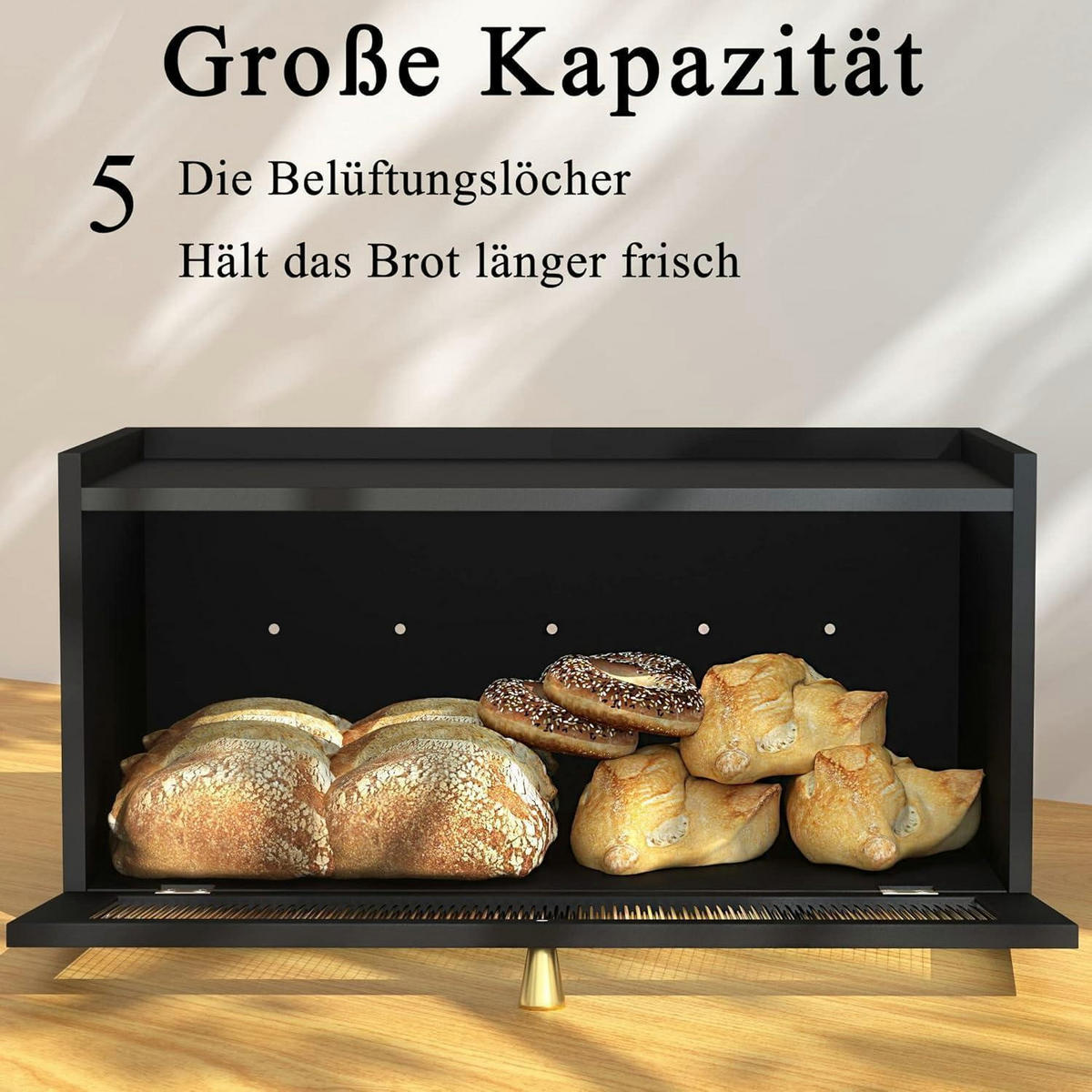 BROTKASTEN Bambus Schwarz 40 cm - Schwarz, Naturmaterialien (25/20/40cm)