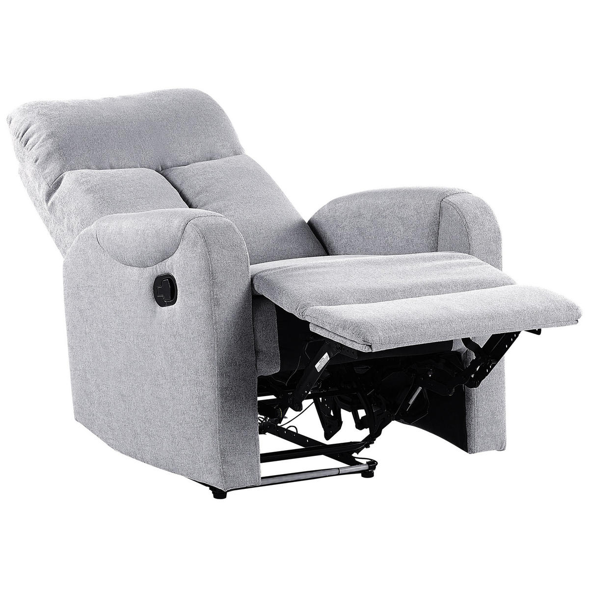 SESSEL Polsterbezug grau LED-Beleuchtung USB-Port verstellbar Somero - Schwarz/Grau, Textil (76/106/96cm) - Beliani
