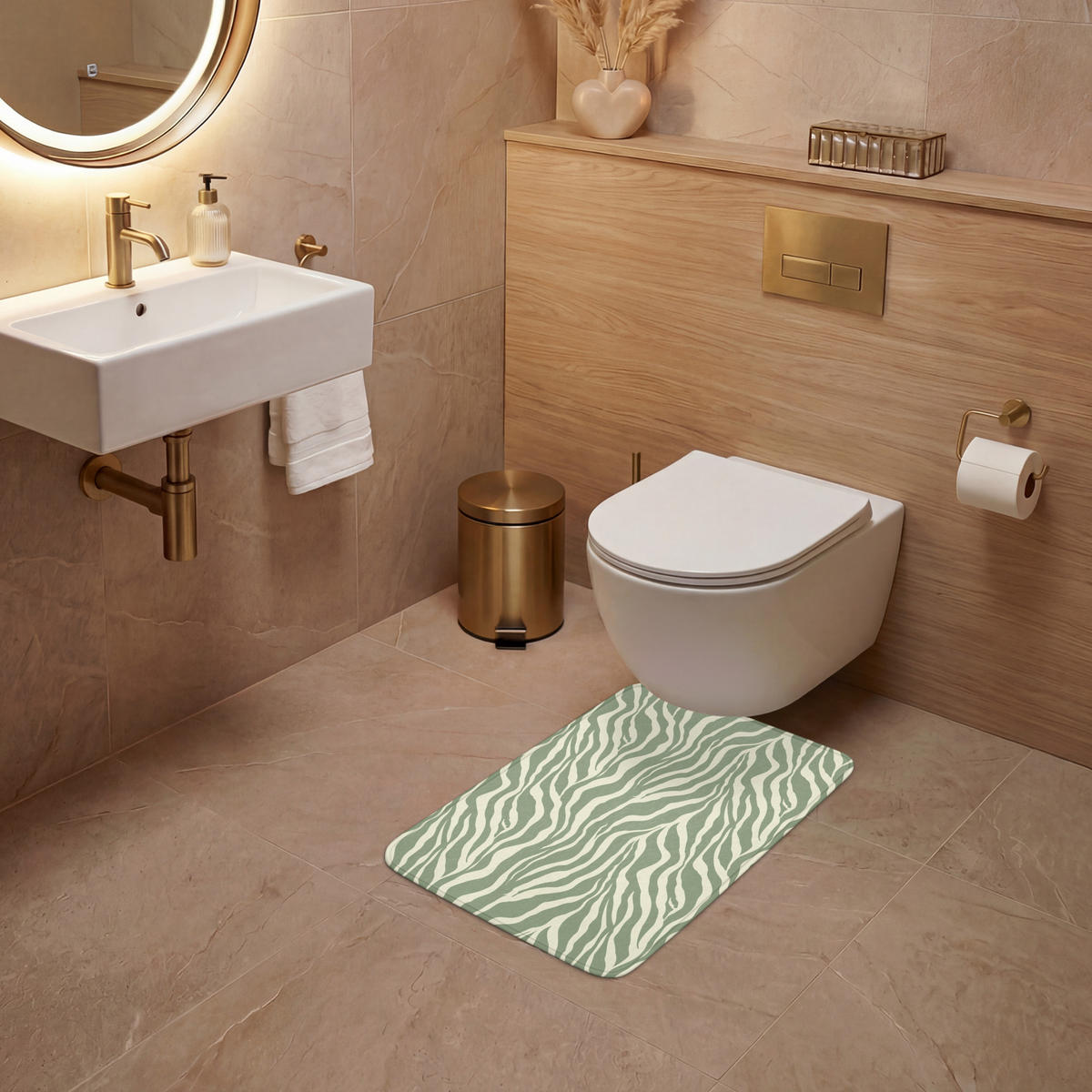 WC PŘEDLOŽKA Zebra - Motiv - zelená 40x60 cm - šalvějově zelená, textil/plast (40/1cm) - OnlyWow