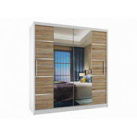 SCHWEBETÜRENSCHRANK Verona ME, Weiß/Sonoma Eiche Matt, 158 cm, mit Spiegel & Schubladen - Sonoma Eiche, Holz (158/216/60cm) - B BELINI GROUP