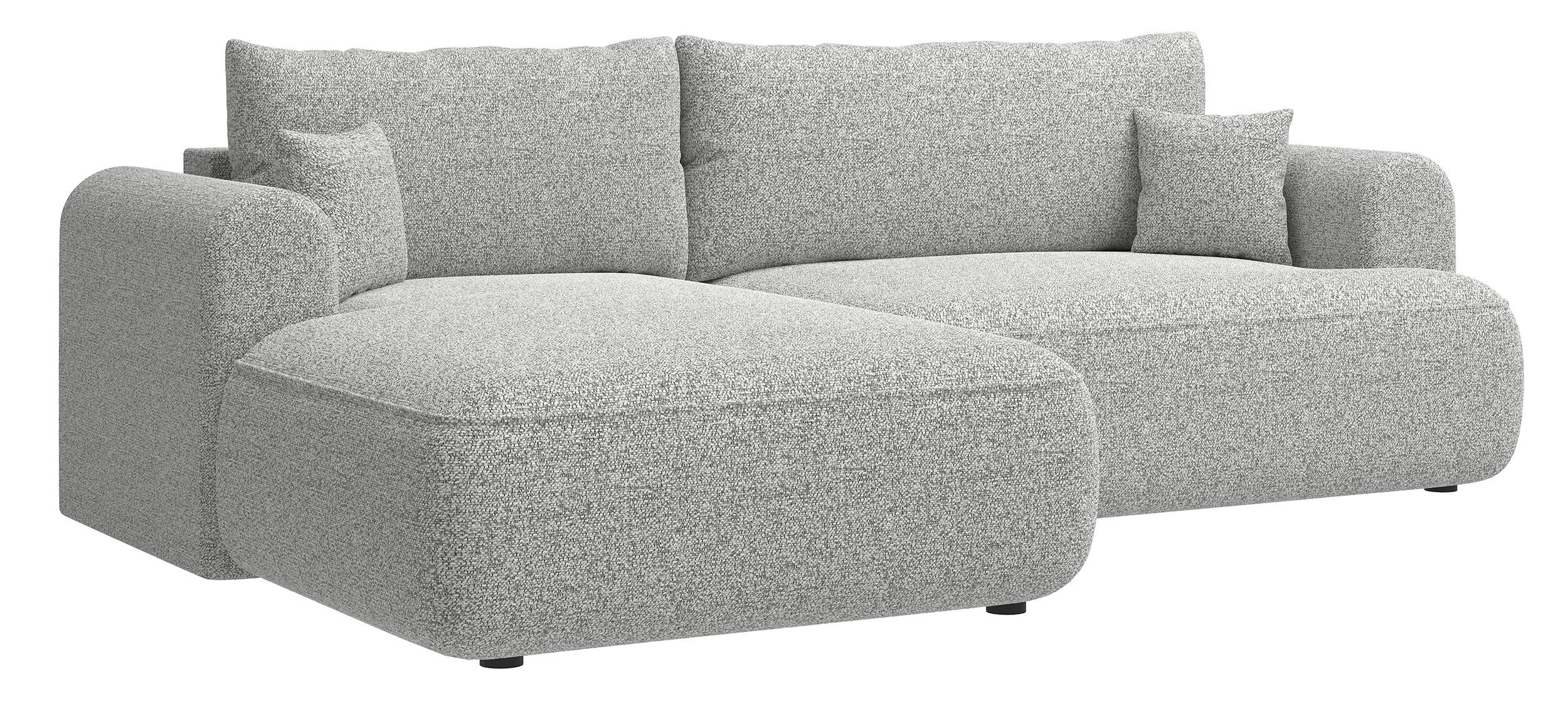 ECKSOFA Ovo Hellgrau Webstoff-Bezug - Hellgrau/Schwarz, Kunststoff/Textil (260/165cm) - Selsey