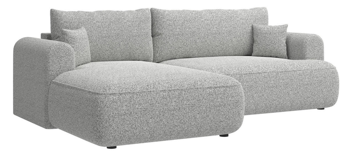 ECKSOFA Ovo Hellgrau Webstoff-Bezug - Hellgrau/Schwarz, Kunststoff/Textil (260/165cm) - Selsey