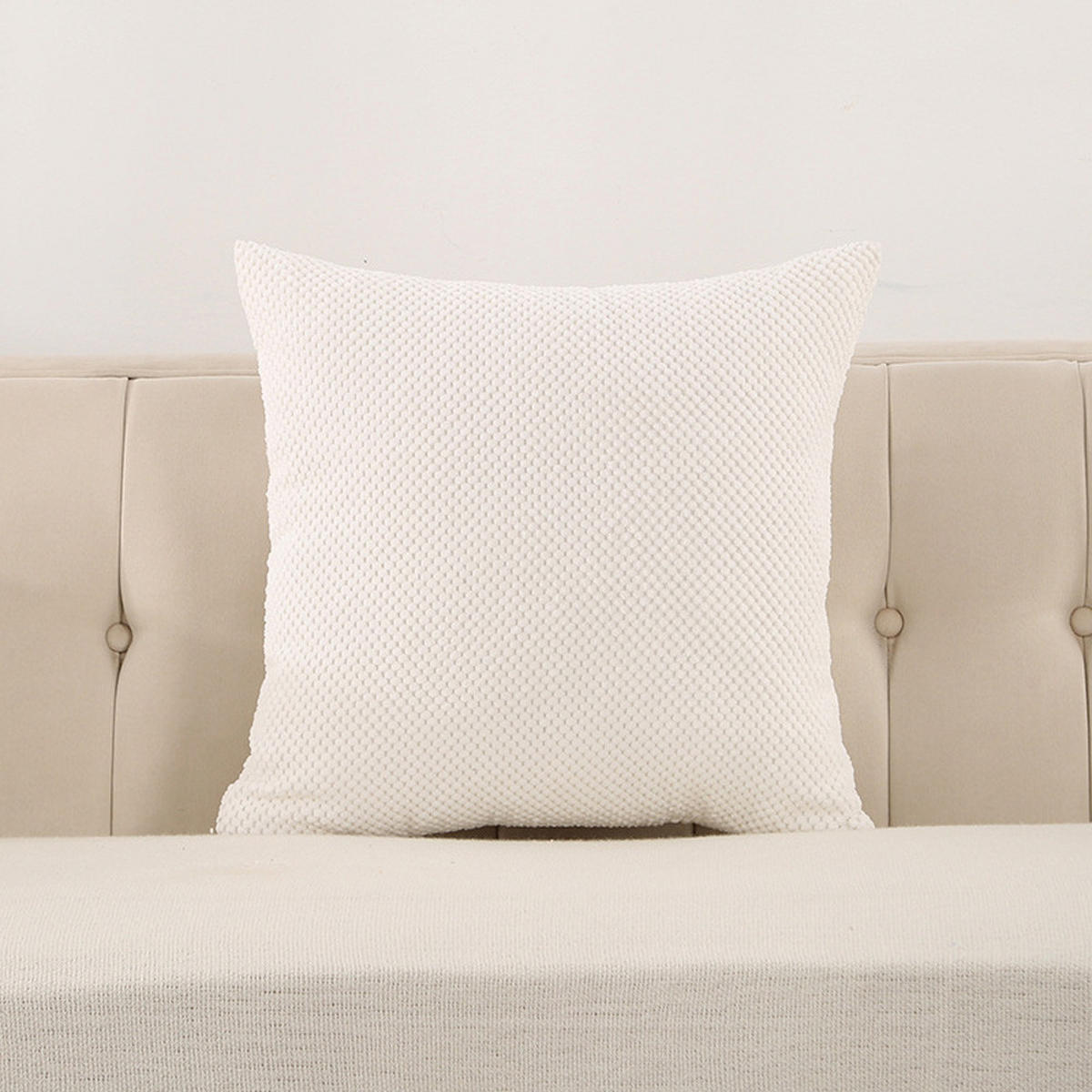 KISSENHÜLLE Polyester 45*45cm,2 Artikel - Ecru, Textil (45/45cm)
