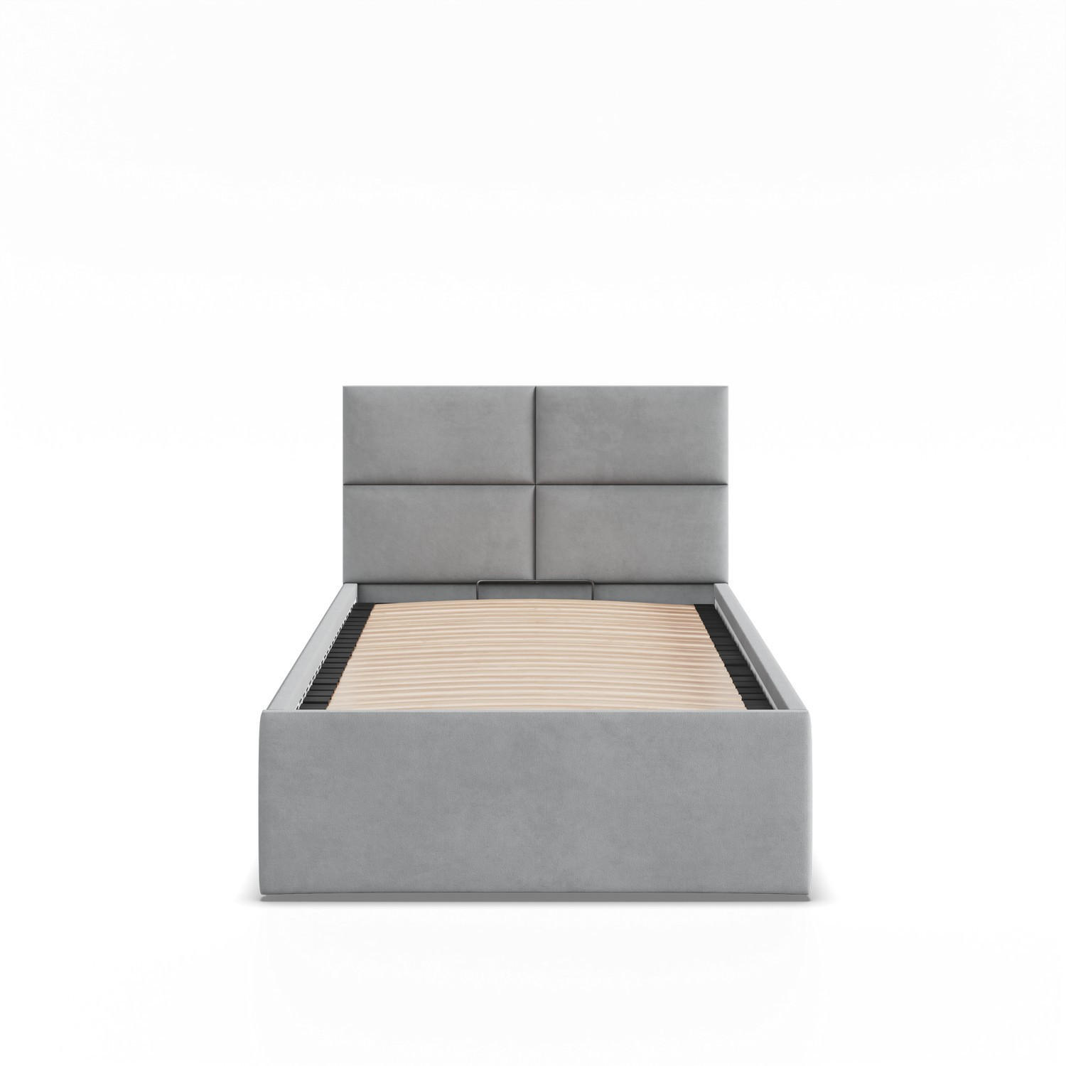 POLSTERBETT MIT KOPFTEIL 90x200 mit Bettkasten BORGO, Grau - Grau, Textil (90/200cm) - Mebligo