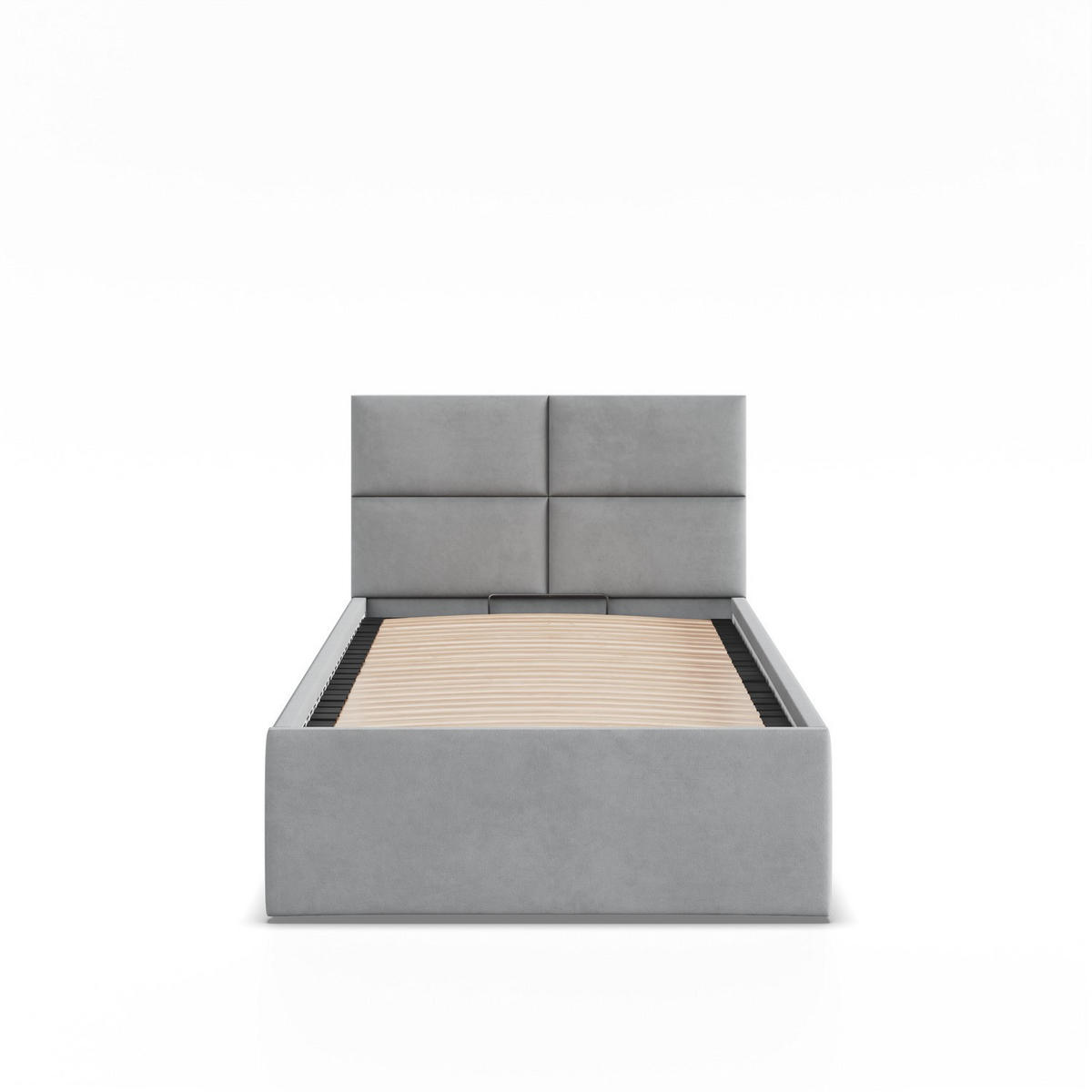 POLSTERBETT MIT KOPFTEIL 90x200 ohne Bettkasten BORGO, Grau - Grau, Textil (90/200cm) - Mebligo