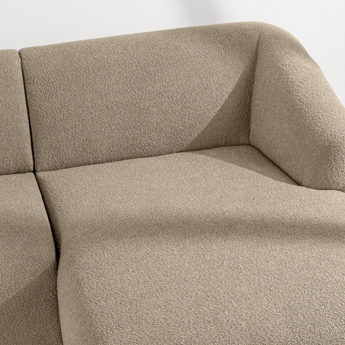 ECKSOFA RECHTS VIRA, Hellbeige, Bouclé - Hellbraun/Schwarz, Holz/Holzwerkstoff (300/160cm) - KONSIMO®