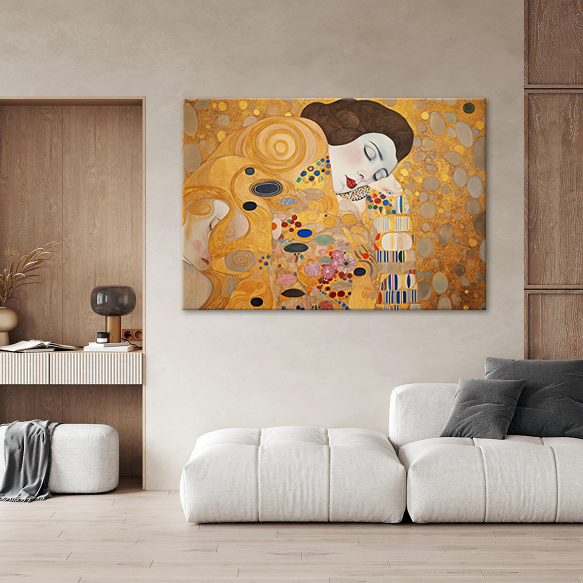 WANDBILD frauenbildnis abstrakt g. klimt - Goldfarben, Textil (60/40cm) - Feeby