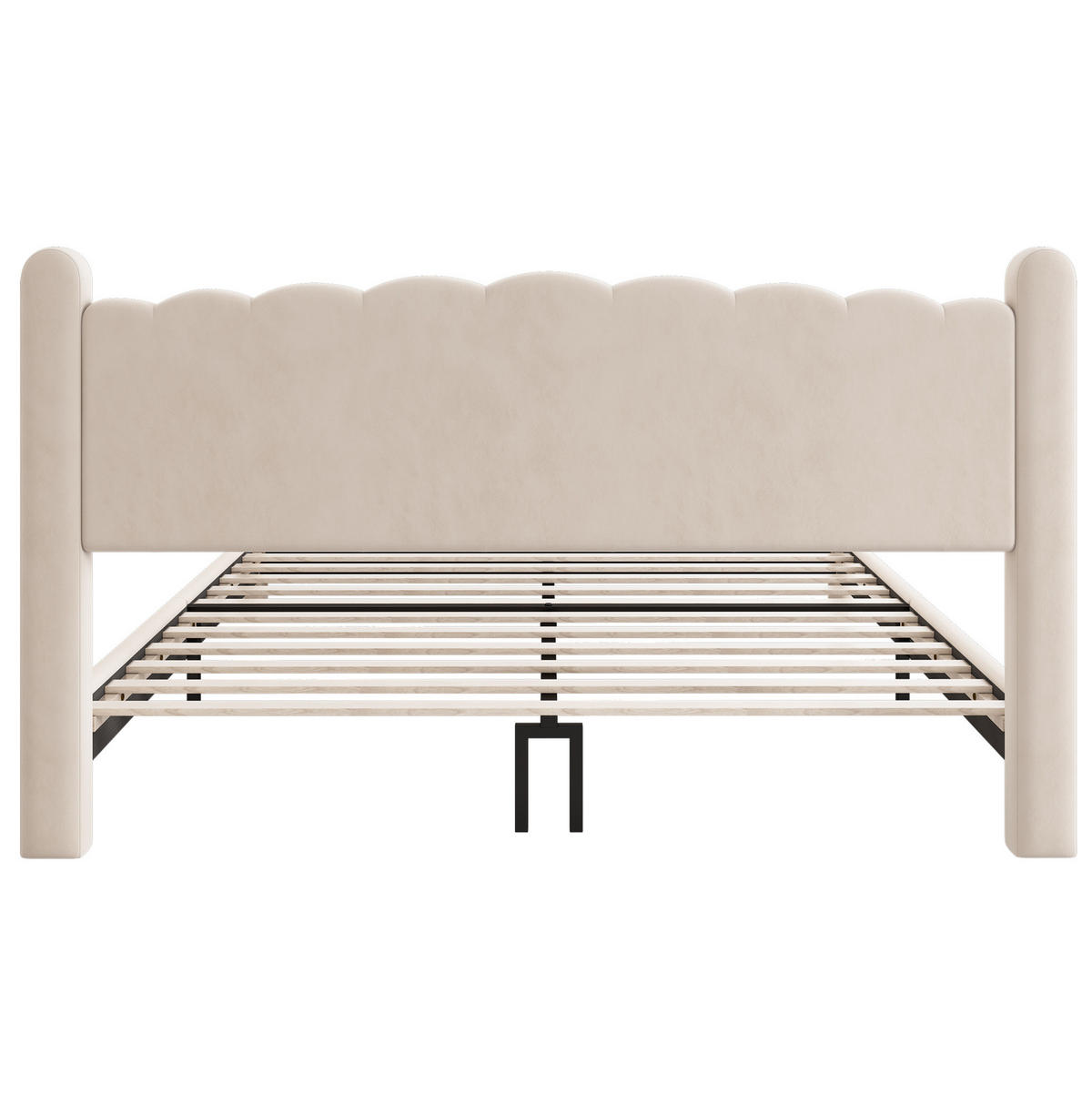 SAMT-POLSTERBETT 160/200 cm in Beige mit Lattenrost und gepolstertem Kopfteil - Beige, Textil (160/200cm) - BEAOK