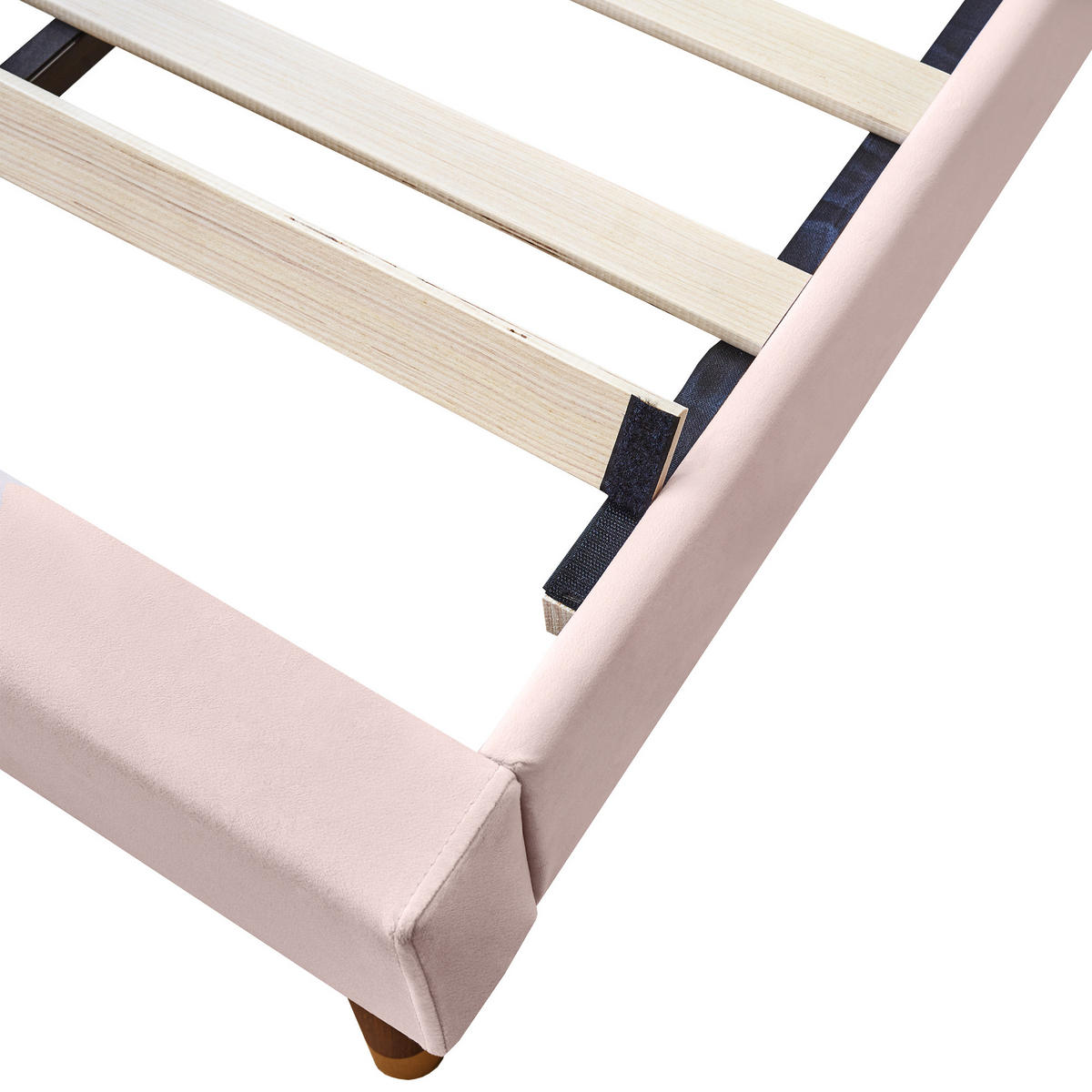 POLSTERBETT aus Samt 90x200 cm in Rosa mit Lattenrost & Kopfteil - Rosa, Textil (90/200cm) - Modfu