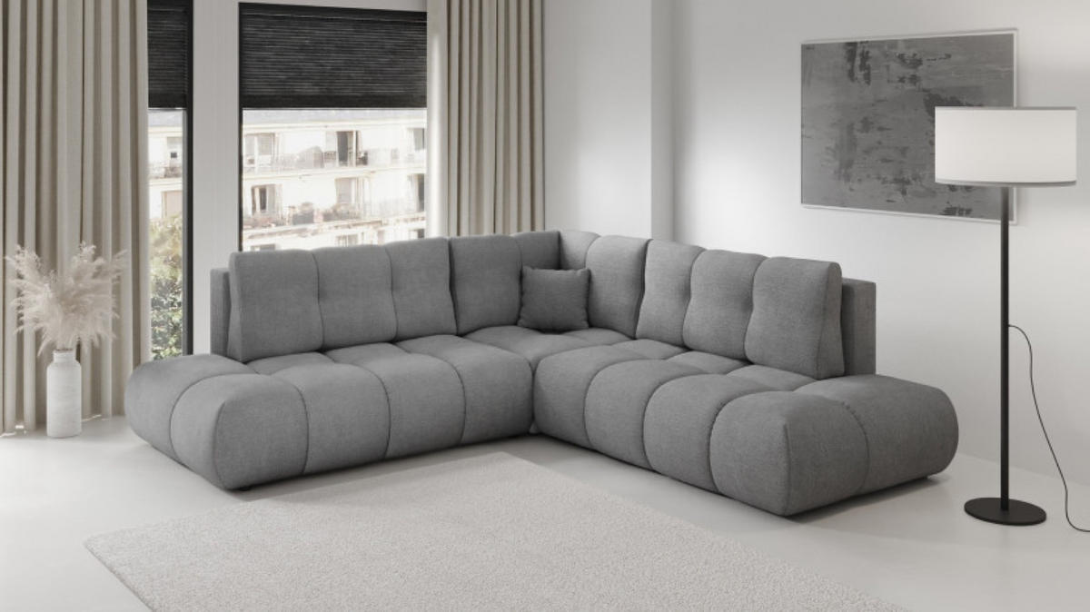 ECKSOFA Dunkelgrau SOHI Flow 17 Ausziehbar Mit Schlaffunktion - Dunkelgrau/Grau, Textil (266.5/266.5cm) - Sepro Meble